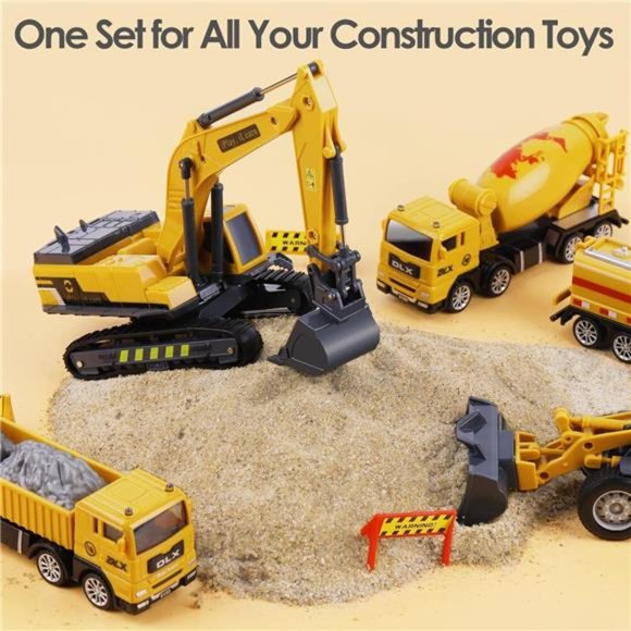 Construction Site Vehicles Toy Set, Kids Engineering Playset, Tractor, Digger - Picture 6 of 6
